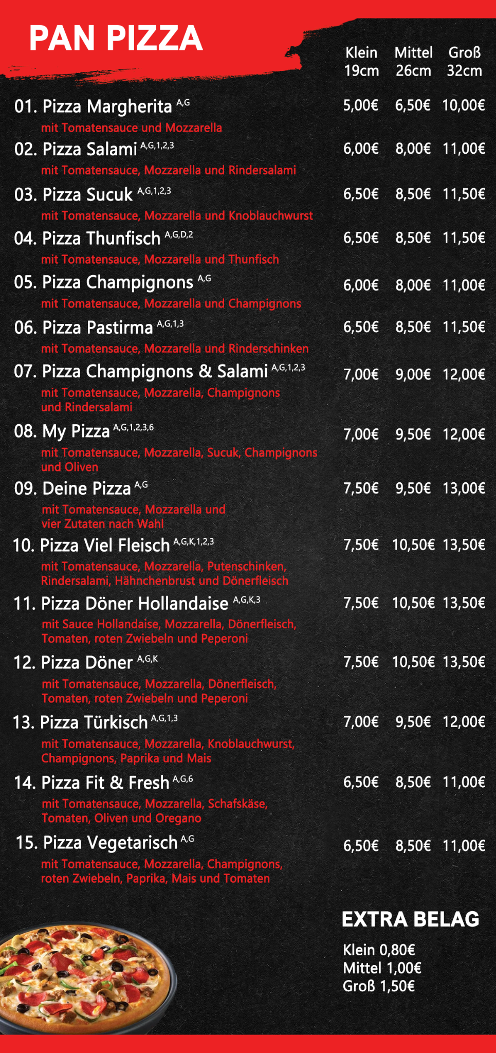 My Pan Pizza Speisekarte