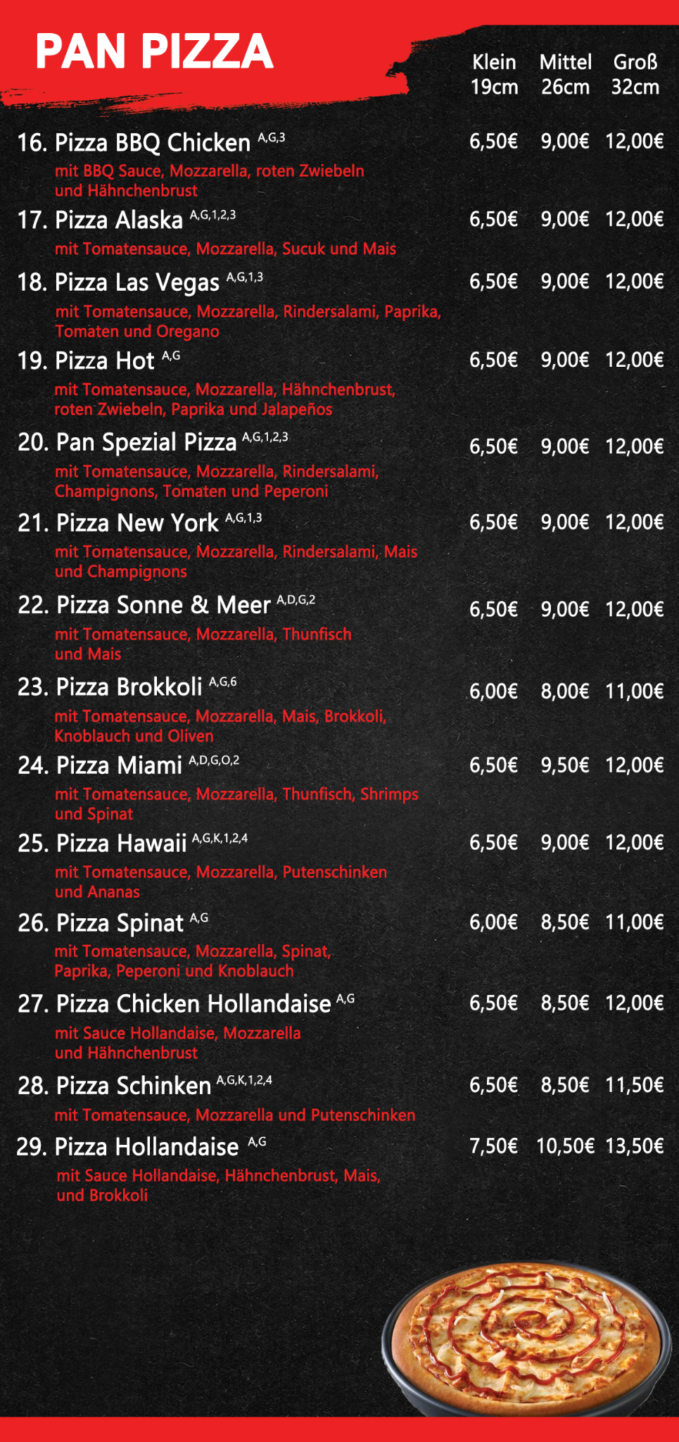 My Pan Pizza Speisekarte